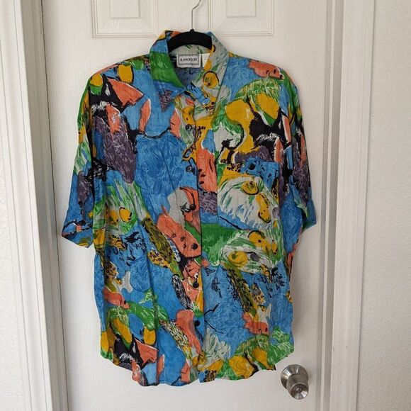 Vintage B. Bronson Abstract Print Button Up/Collared Shirt - L - Colorful - Picture 1 of 12